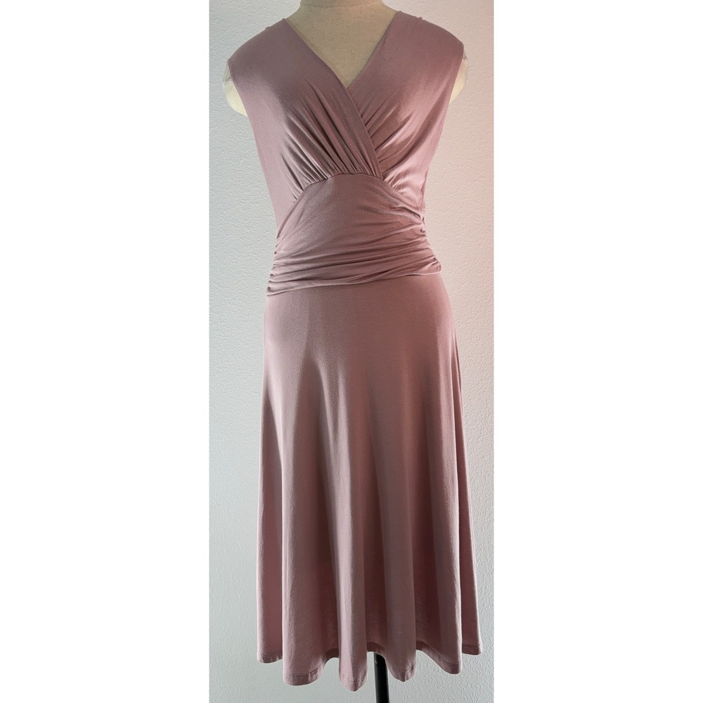 Gilli Ruched Waist Midi Dress Ballet Pink Modal Indie Feminine Chic Coquette M